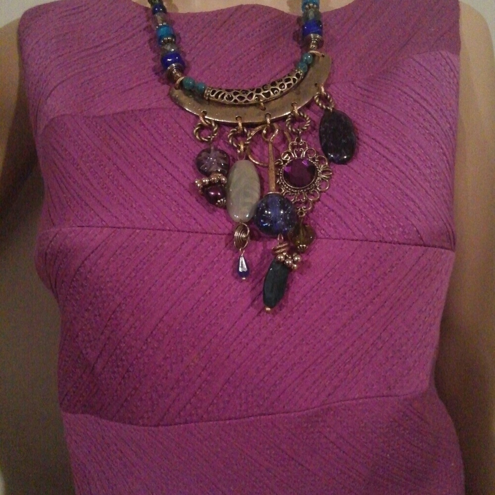 SUZI CHIN MAGGY LONDON MAGENTA JACQUARD DRESS - Picture 2 of 4